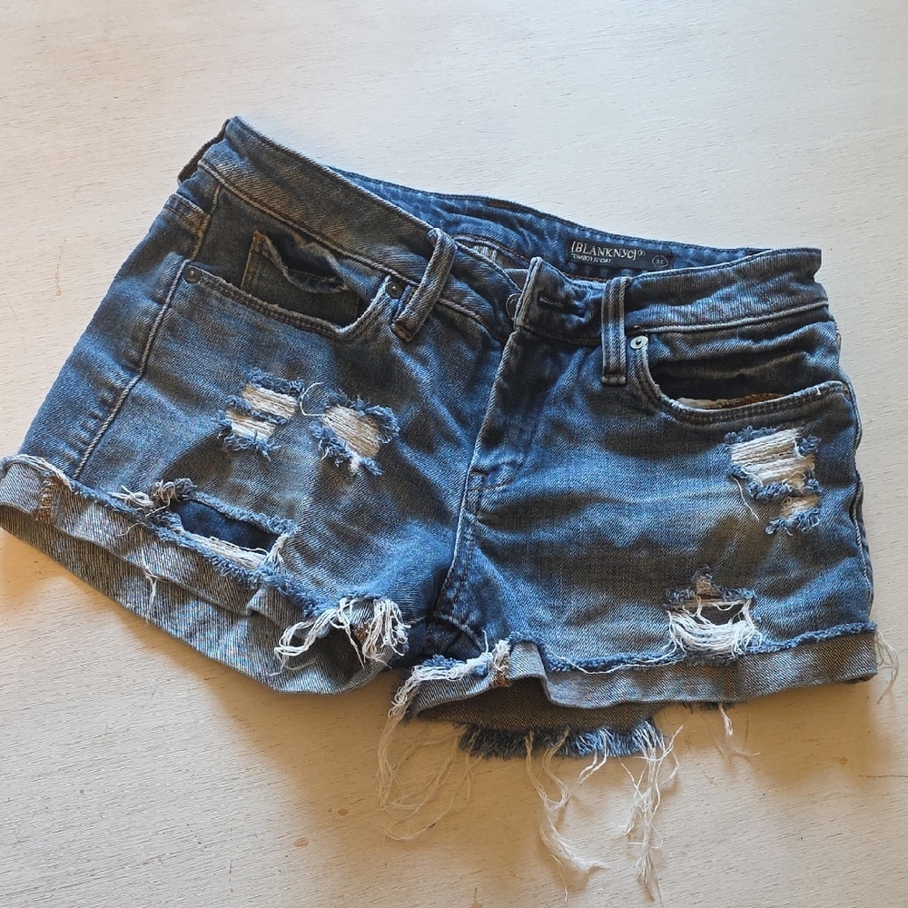 Blank NYC Ripped Blue Jean‎ Shorts